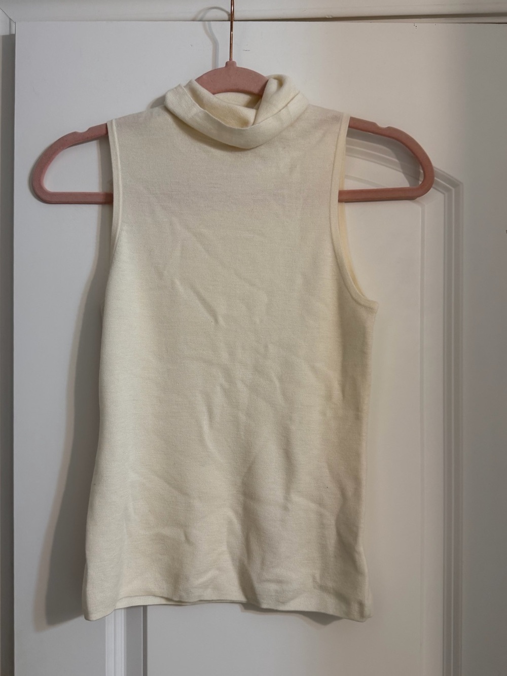NEW WHITE + WARREN superfine merino turtleneck tank in ivory